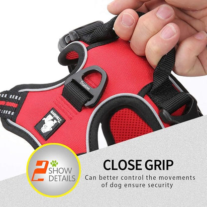 JUXZH Truelove No Pull Dog Harness with Easy Control Handle and 2 Leash Attachments,Reflective Adjustable Pet Vest