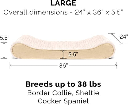 Furhaven Cooling Gel Dog Bed for Large/Medium Dogs w/ Removable Washable Cover, For Dogs Up to 38 lbs - Ultra Plush Faux Fur & Suede Luxe Lounger Contour Mattress - Cream, Large