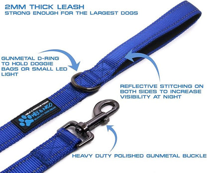 Max and Neo Reflective Nylon Dog Leash - We Donate a Leash to a Dog Rescue for Every Leash Sold (Blue, 6 FT)