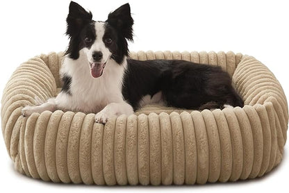 FURTIME Dog Beds Large Sized Dog, Washable Orthopedic Pet Bed with Removable Cover, Rectangle Soft Calming Sleeping Puppy Bed Durable Pet Cuddler with Anti-Slip Bottom, Beige, XL(42"x20"x8")