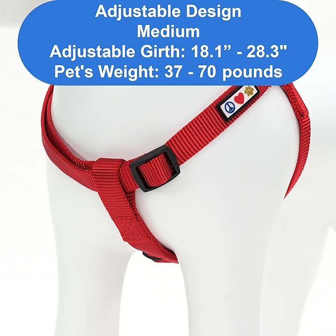 Pawtitas Solid Step-in Dog Harness – Adjustable No-Pull Vest for Puppies to Seniors, Safe & Comfortable M Red