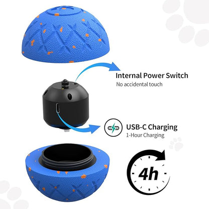 SCHITEC Smart Interactive Dog Toy Ball - Automatic Bouncing, Rolling & Vibrating Motorized Ball for Medium Large Dogs, Rechargeable Self-Moving Electronic Pet Toy for Boredom & Indoor Chase(Blue)