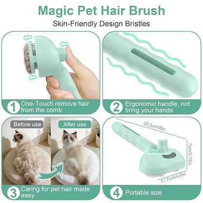 Dog Brush Cat Brushes for Shedding,Pet Steam Brush for Dogs Cats Spray Hair Removal Comb Steam Grooming for Long Short Haired Pets,Anti-Static Self Cleaning Grooming Tool Removes Loose Hair,green