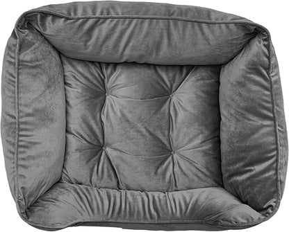 Modern Threads Luxury Dog Bed - Comfortable Tufted Velvet Cushion for Small to Medium Dogs - Machine Washable - Durable & Cute Sleep Space for Pets - Pamper Your Pet with Cozy Beds - Charcoal