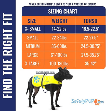 SafetyPUP XD Dog Reflective Vest – Hi-Vis Fluorescent Visibility That Helps to Safeguard Your Pet On/Off Leash in Urban & Rural Areas (Yellow, X-Small)