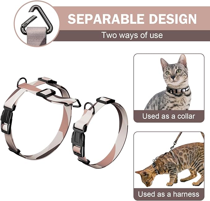 Hikiko Cat Harness and Leash Set Escape Proof Adjustable Walking Travel Soft Kitten Harness for Small Medium Large Cats (Color Block, S)