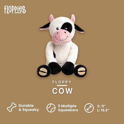 fabdog Floppies Plush Dog Toy - Cute & Durable Squeaky Dog Toys - Best Squeak Toy for Puppies and All Breeds | Ideal Pet Gift| Small Cow