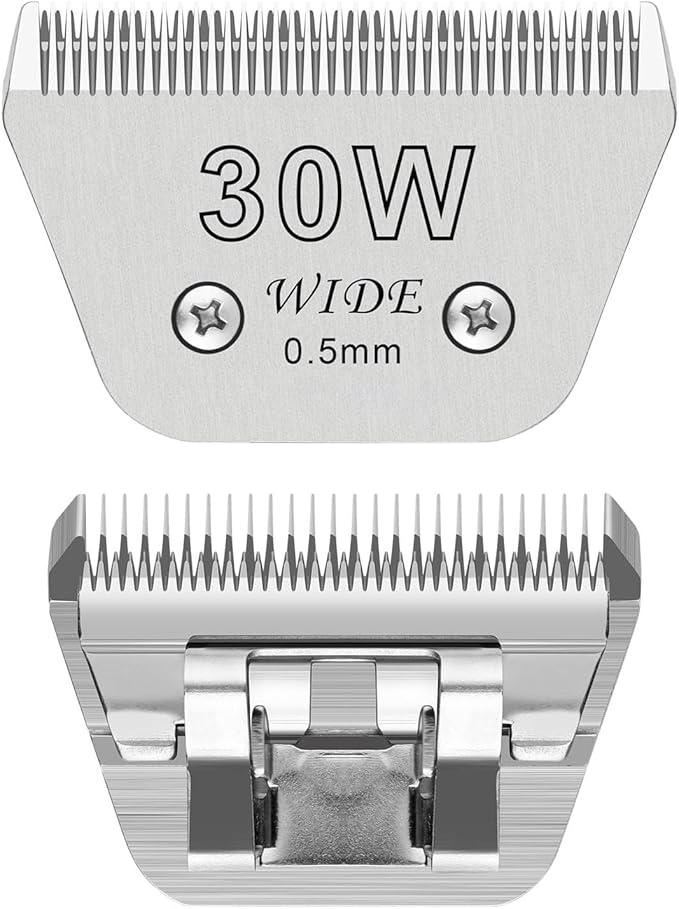 Audoc Wide Blades for Dog Grooming Blades Compatible with Andis,Oster A5,Wahl km10 Dog Clippers Stainless Steel Blades Blades for Animal Dog,Cat,Horse, (#30W(0.5mm))