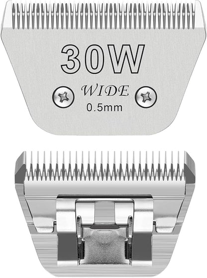 Audoc Wide Blades for Dog Grooming Blades Compatible with Andis,Oster A5,Wahl km10 Dog Clippers Stainless Steel Blades Blades for Animal Dog,Cat,Horse, (#30W(0.5mm))