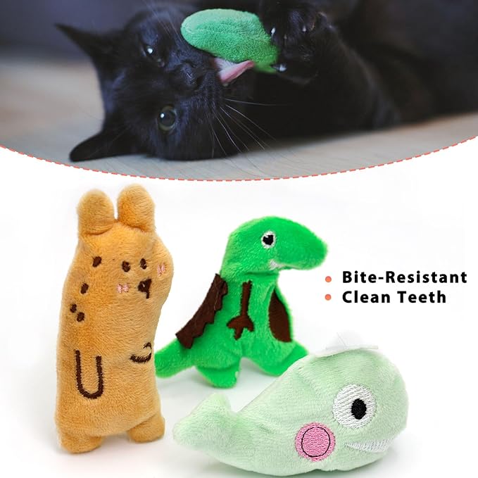 AZOFFYIU Cat Toys, Interactive Cats Toy for Indoor Cats, Soft and Durable Crinkle Sound Catnip Toys, Catnip Filled Mouse Cat Teething Chew Toy (Pack of 6)