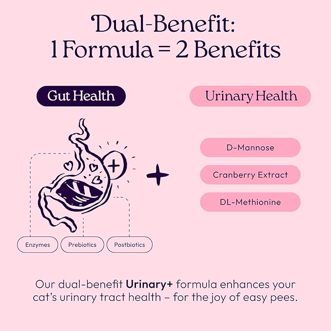 New! WellJoy Cat Supplement Urinary+ GutBoost | Cat Health Supplement | Supports Urinary Tract Health | Dual-Benefit GutBoost Formulation | Vet Formulated | USA Made | Chicken Flavor | 90 Soft Chews