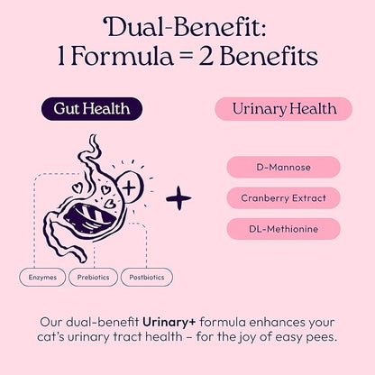 New! WellJoy Cat Supplement Urinary+ GutBoost | Cat Health Supplement | Supports Urinary Tract Health | Dual-Benefit GutBoost Formulation | Vet Formulated | USA Made | Chicken Flavor | 90 Soft Chews