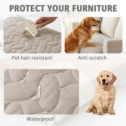 Ameritex Waterproof Pet Bed Cover Anti-Slip Dog Bed Blanket for Sofa and Furniture Waterproof New Pattern Design (Khaki, 30x80 Inch (Pack of 1))