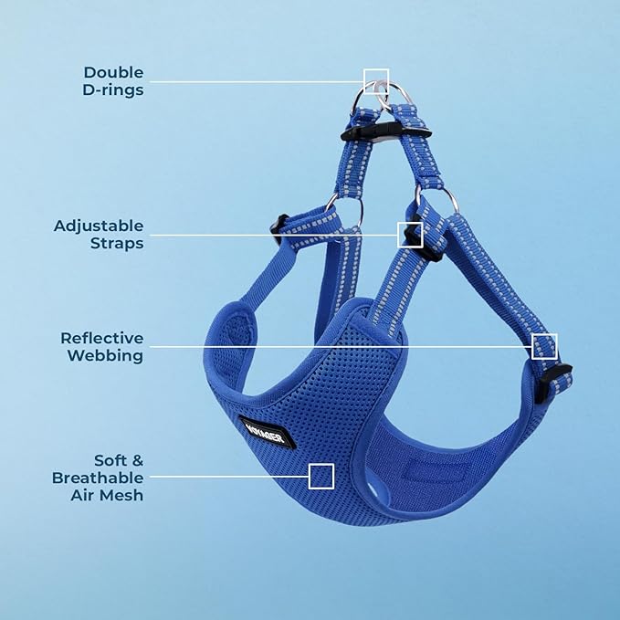 Best Pet Supplies Voyager Adjustable Step-In Flex Breathable Mesh Dog Harness for Small Medium Large Dogs (Royal Blue), S