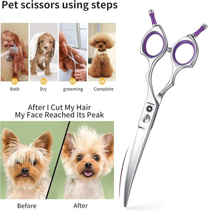 Dream Reach Dog Grooming Scissors - 6.5" Professional Sharp Downword Curved Shears with Ergonomic Handle for Cats Dogs