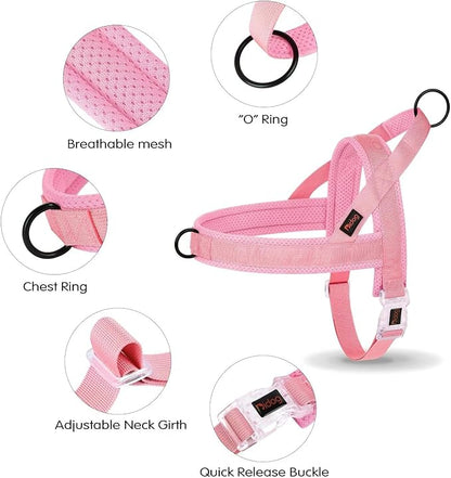 Didog No Pull Dog Harness with Breathable Mesh Padded, Quick Fit & Easy on Dog Vest Harness for Small Medium Large Dogs Training Walking(Pink,M)