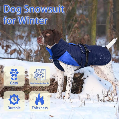 MIGOHI Warm Dog Jacket - Waterproof Small Dog Coat with Furry Collar, Windproof Dogs Fleece Vest, Reflective Cold Weather Coats for Small Dogs, Adjustable Buckle,Poodle,S,DarkBlue
