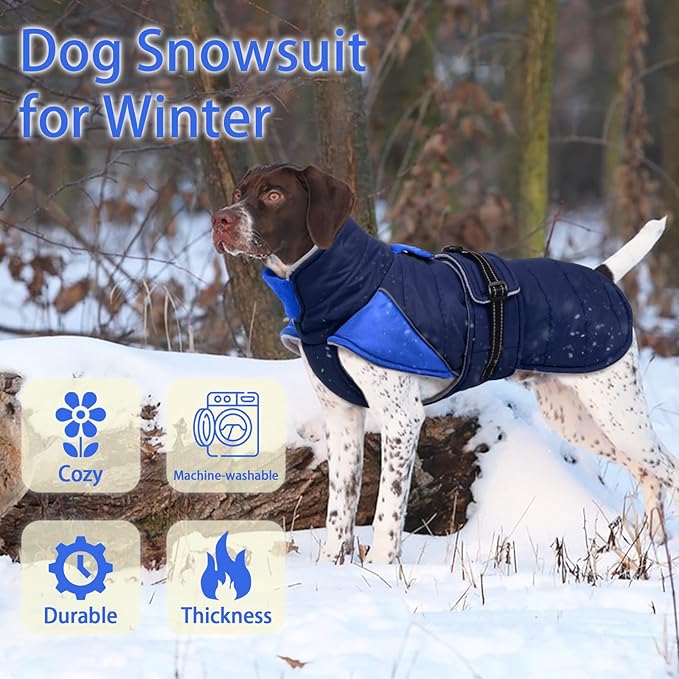 MIGOHI Waterproof Dog Winter Coat - Thick Dog Fleece Jacket with Reflective Strips, Warm Winter Snowsuit Sweater for Small Dogs,Machine Washable,French Bulldog,M,DarkBlue