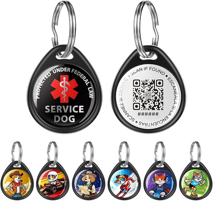 QR Code Dog Tag and Cat Tag, Scan to Reunite Faster, Waterproof and Durable, Lightweight and Quiet, Updatable Contact Info, with Eye-Catching Pet Character Designs
