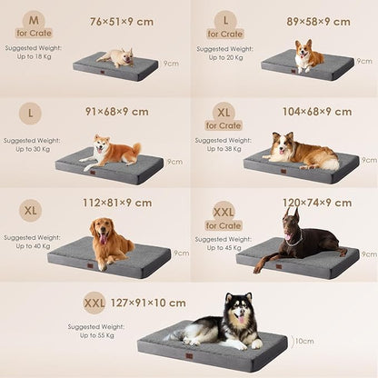 EHEYCIGA Orthopedic Medium XL XXL Dog Beds for Medium Large Extra Large Dogs with Removable Washable Cover for Crate,Grey, 36x27