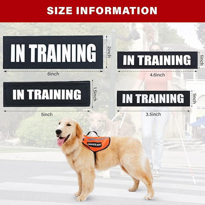 2Pack Removable Service Dog Patch, Black Patches with Hook Backing for Dog Harness, Vest Patches for Dogs, in Training-XS