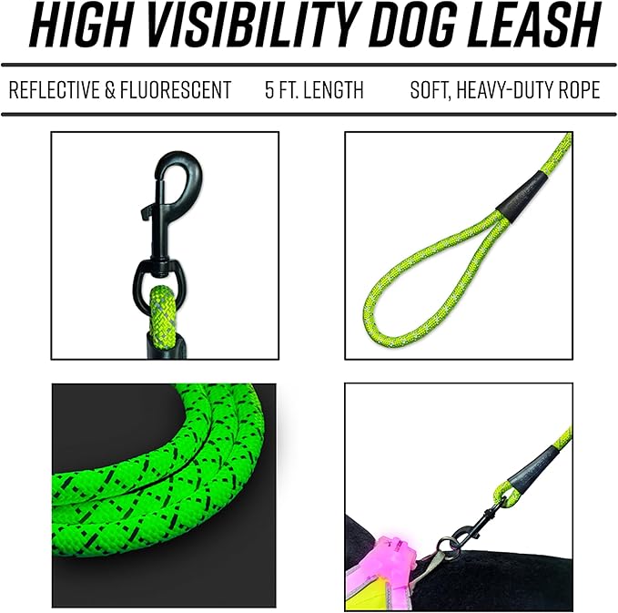 Noxgear LightHound (Medium) + High-Visibility Dog Leash – Illuminated and Reflective Harness for Dogs Including Multicolored LED Fiber Optics (USB Rechargeable, Adjustable, Lightweight, Rainproof)