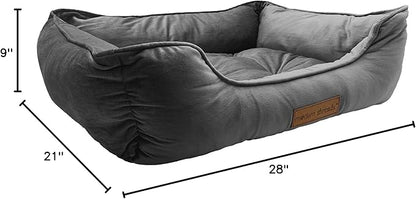 Modern Threads Luxury Dog Bed - Comfortable Tufted Velvet Cushion for Small to Medium Dogs - Machine Washable - Durable & Cute Sleep Space for Pets - Pamper Your Pet with Cozy Beds - Charcoal