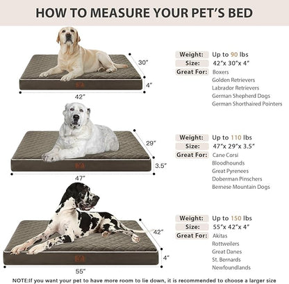 WNPETHOME Orthopedic XL Dog Beds Large Sized Dog, Waterproof Extra Large Dogs Bed with Removable Washable Cover, Multi-Needle Quilting Dogs Crate Bed