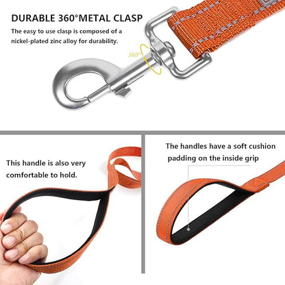 Reflective Dog Leash 6 FT Padded Handle Nylon Dogs Leashes for Small Dogs Orange