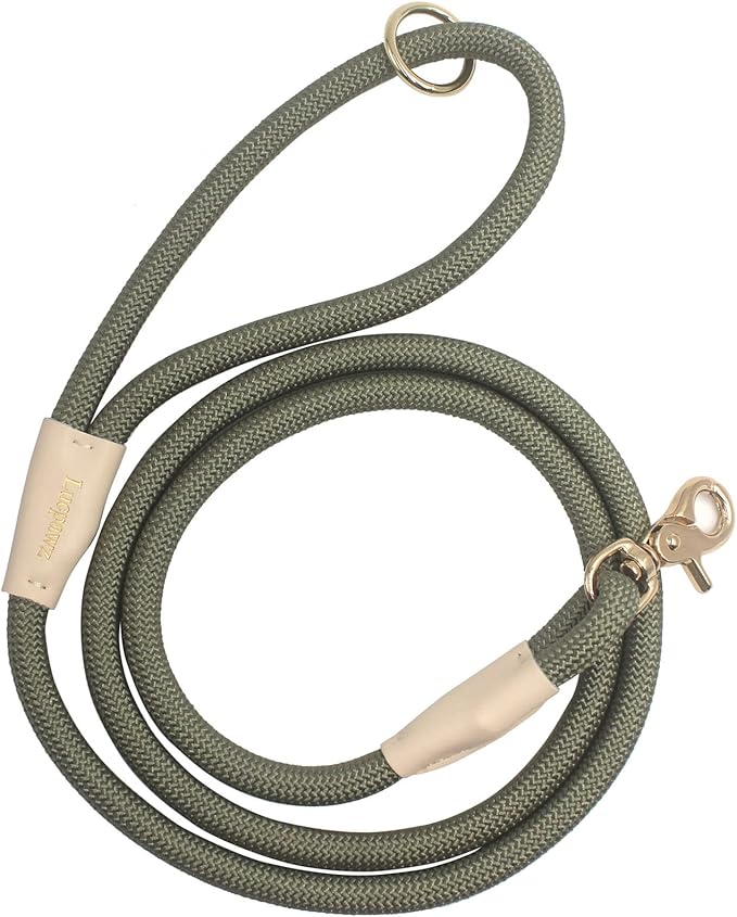 Lobster Snap Pet Leash 5FT, Special Strong Nylon Rope Dog Leash, Solid Color Rope Dog Lead for All Breeds (Army Green,5ft*10mm)