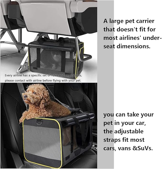 GAPZER Cat Carriers for Large Cats 20 lbs+ Soft Pet Carrier for Small Dog/Durable 2 Kitty Travel Bag/Medium Big Cats Puppy 15 Pounds/Softside Cat Carrier Large