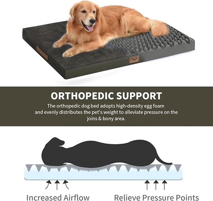 Tail Stories Orthopedic Dog Crate Bed for Extra Large Dogs, XXL Waterproof Comfort Pet Bed with Egg Crate Foam 47x29 Inch, Removable Oxford Cover, Coffee