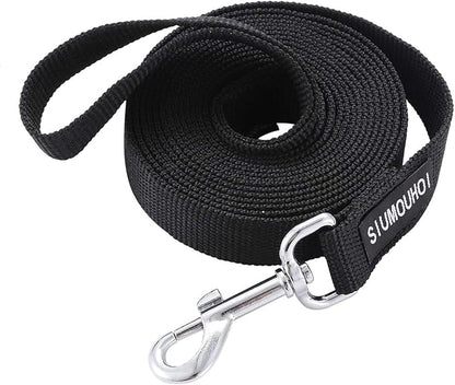 Siumouhoi Strong Durable Nylon 10ft Long Dog Training Leash, Traction Rope, 1 Inch Wide, for Small and Medium Dog (Black, 10 Feet)