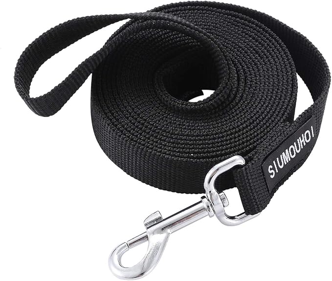 Siumouhoi Strong Durable Nylon Dog Training Leash, 1 Inch Wide Traction Rope, 6 ft Long, for Small and Medium Dog (Black, 6 Feet)