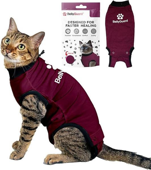Bellyguard Cat Recovery Suit for Female and Male, Cat Surgery Suit Alternative, Onesie for After Spay Care, Post-Surgery Protective Body Cover for Feline and Kitten Healing