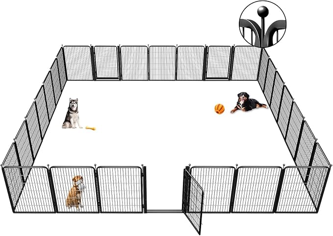 Dog Playpens with Low Threshold Gate, 40 Inch 28 Panels Heavy Duty Outdoor Dog Play Pen, RV Camping Yard Indoor Puppy Playpen Portable Pet Pen Fence for Large/Medium/Small Dogs