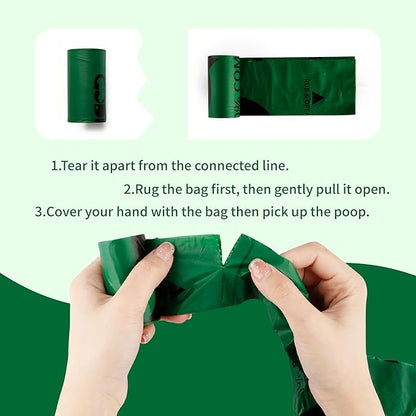 Certified 100% Home Compostable Poop Bags for Dogs, 120 Count Guaranteed Leak Proof and 18 Microns Extra Thick Waste Bag, 8 Rolls of Plant Based Doggie Poop Bag, No Scented with ASTM D6400 & EN13432