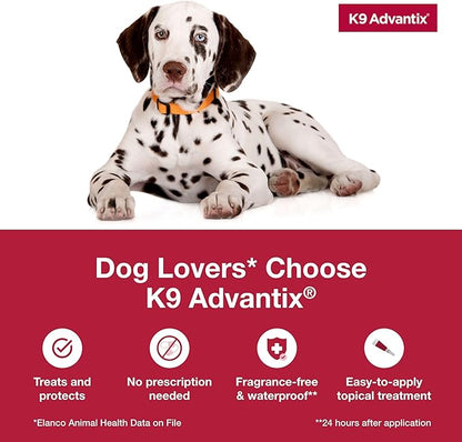K9 Advantix Flea, Tick & Mosquito Prevention for Dogs 21-55 lbs. | Flea Drops for Large Dogs | Apply Monthly | 4 Treatments (Pack of 2)