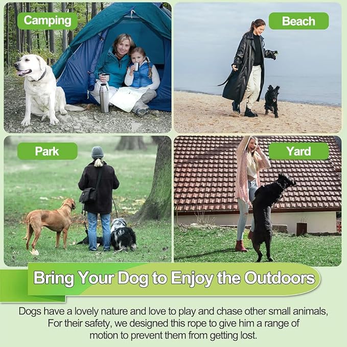 Tie Out Cable for Dogs,10/20/30/50/100FT Dog Leads for Yard Chew Proof,Heavy Duty Tie Out Cable for Large Dogs Up to 125lbs,Dog Runner Tether (Green, 125Ibs 10ft)