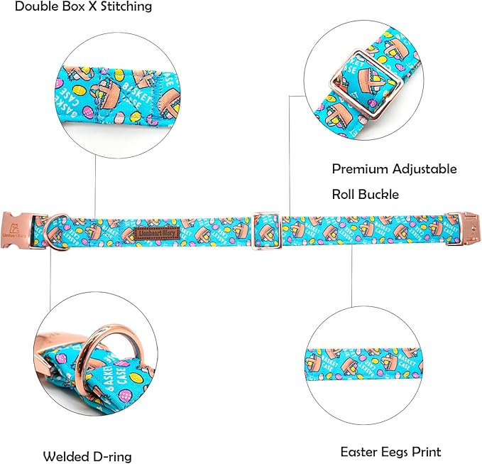 Lionheart glory Easter Dog Collar Colorful Collar for Large Dog Collars Easter Egg Print Dog Collars Spring Female or Male Pet Gift Adjustable Heavy-Duty Pet Collar Holiday