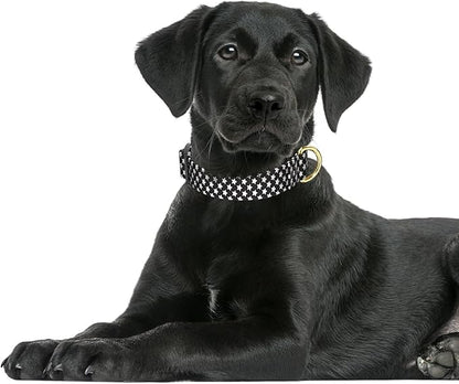 Rnivvi Dog Collar for Large Dogs, Cute Heavy Duty Adjustable Puppy Collar with Quick Release Buckle for Boy Girl & Female, Pet Accessories for Walking Running, L Length 1" Width, Black Star