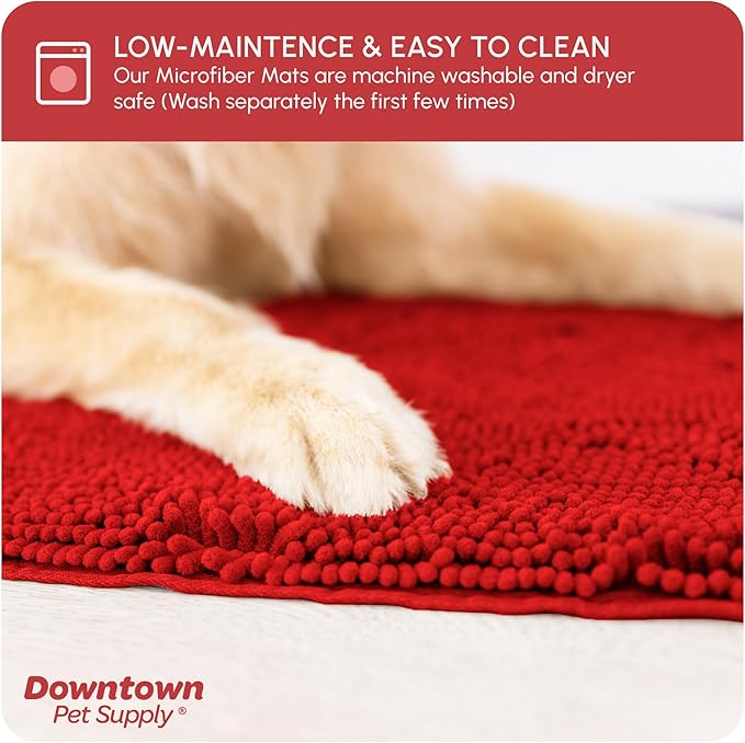 My Doggy Place Dog Mud Mat, 96" x 24" Red – Thick Microfiber Entry Rug for Snow, Mud & Salt – Absorbent, Quick-Dry, Washer-Safe & Non-Slip, XX-Large