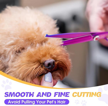 JASON Dog Scissors for Grooming - 7.5" Straight Scissors for Dog Grooming with Round Tips, Japanese 440C Stainless Steel Straight Shears with Diamond Adjustable Screw Christmas Gift