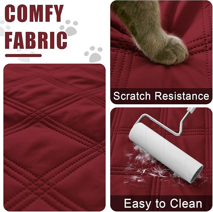 Smiry Waterproof Dog Bed Cover Blanket 30x70, Soft Reversible Pet Blanket, Washable Leakproof Cats Dogs Couch Cover for Sofa, Couch, Furniture, Lattice, Wine Red/Beige