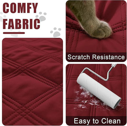 Smiry Waterproof Dog Bed Cover Blanket 30x70, Soft Reversible Pet Blanket, Washable Leakproof Cats Dogs Couch Cover for Sofa, Couch, Furniture, Lattice, Wine Red/Beige