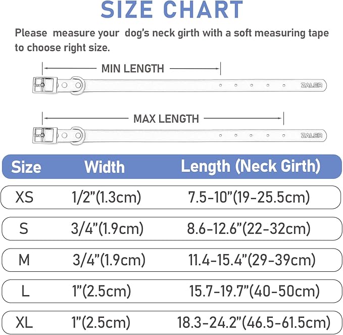 ZALER Waterproof Dog Collar, Adjustable Odor Proof Dog Collars Easy to Clean, Soft Comfortable Pet Collars for Large, Medium Small Dogs (Moonstone Blue, L(Length:15.7''-19.7''; Width:1''))