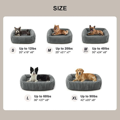 FURTIME Dog Beds Large Sized Dog, Washable Orthopedic Pet Bed with Removable Cover, Rectangle Soft Calming Sleeping Puppy Bed Durable Pet Cuddler with Anti-Slip Bottom, Grey, XL(42"x20"x8")