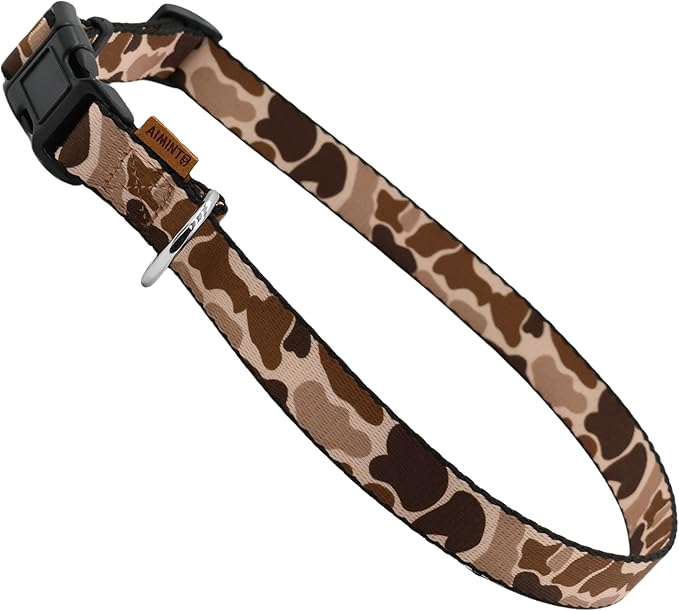 Dog Collar, Cute Camouflage Pattern, Soft and Adjustable Collar with Quick Release Buckle (M (Neck 14-24", Width 3/4"), Camouflage Brown)