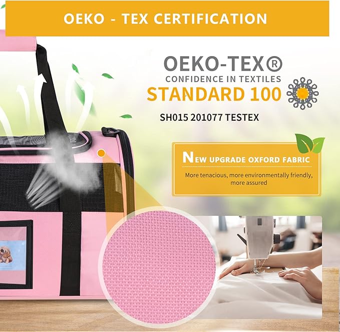 Seclato Cat Carrier Pet Carriers Airline Approved for Small Dogs Kitten Carriers for Small Medium Cats Under 15lb, Collapsible Soft Sided TSA Approved Travel Carrier, Pink