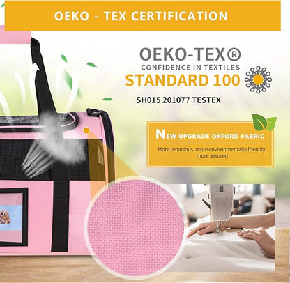 Seclato Cat Carrier Pet Carriers Airline Approved for Small Dogs Kitten Carriers for Small Medium Cats Under 15lb, Collapsible Soft Sided TSA Approved Travel Carrier, Pink